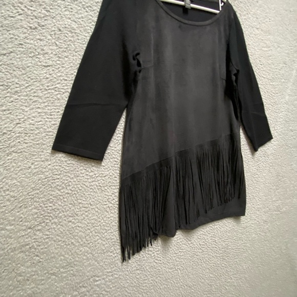 INC INTERNATIONAL CONCEPTS Shirt Women Large 3/4 Sleeve Fringed  Top - Picture 9 of 11
